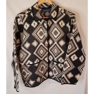 Jane Ashley Aztec Tapestry Jacket  Sz M‎ Black White